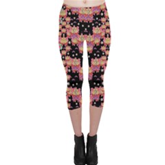 Fantasy Flower Ribbon And Happy Florals Festive Capri Leggings  by pepitasart