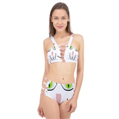 Cat Green Eyes Happy Animal Pet Cage Up Bikini Set