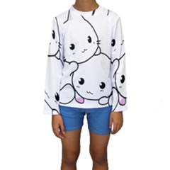 Kitty Cuddling Cat Kitten Feline Kids  Long Sleeve Swimwear by Sapixe