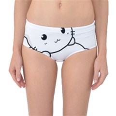 Kitty Cuddling Cat Kitten Feline Mid-waist Bikini Bottoms by Sapixe