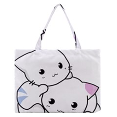 Kitty Cuddling Cat Kitten Feline Zipper Medium Tote Bag by Sapixe