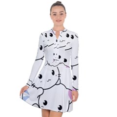 Kitty Cuddling Cat Kitten Feline Long Sleeve Panel Dress