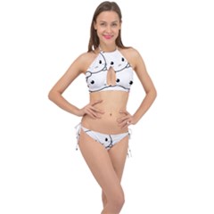 Kitty Cuddling Cat Kitten Feline Cross Front Halter Bikini Set