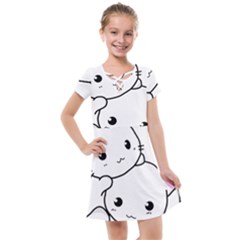 Kitty Cuddling Cat Kitten Feline Kids  Cross Web Dress