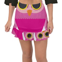 Sowa Owls Bird Wild Birds Pen Fishtail Mini Chiffon Skirt