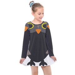 Sowa Owls Bird Wild Birds Pen Kids  Long Sleeve Dress