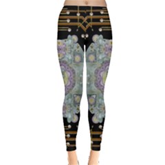 Butterflies And Flowers A In Romantic Universe Leggings  by pepitasart