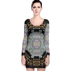 Butterflies And Flowers A In Romantic Universe Long Sleeve Velvet Bodycon Dress by pepitasart