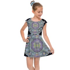 Butterflies And Flowers A In Romantic Universe Kids Cap Sleeve Dress by pepitasart