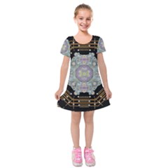 Butterflies And Flowers A In Romantic Universe Kids  Short Sleeve Velvet Dress by pepitasart