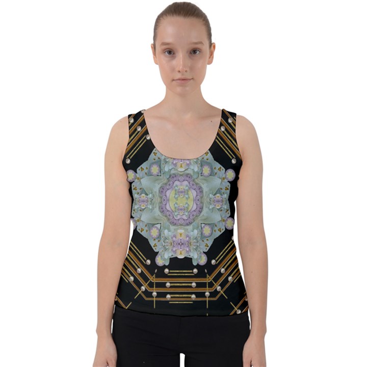 Butterflies And Flowers A In Romantic Universe Velvet Tank Top