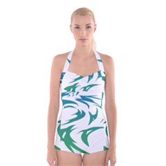 Wolf Dog Fox Animal Pet Vector Boyleg Halter Swimsuit  by Sapixe