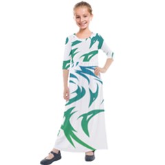 Wolf Dog Fox Animal Pet Vector Kids  Quarter Sleeve Maxi Dress