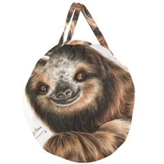 Sloth Smiles Giant Round Zipper Tote by ArtByThree