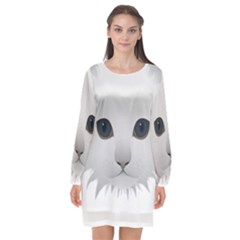 Cat Animal Pet Kitty Cats Kitten Long Sleeve Chiffon Shift Dress  by Sapixe