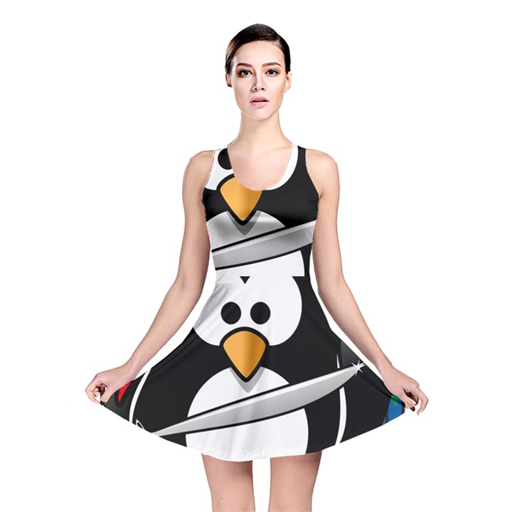 Penguin Pirate Tux Animal Bandana Reversible Skater Dress