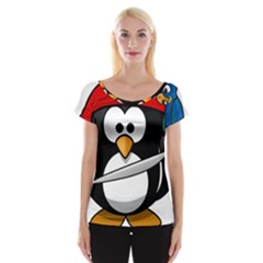 Penguin Pirate Tux Animal Bandana Cap Sleeve Tops by Sapixe