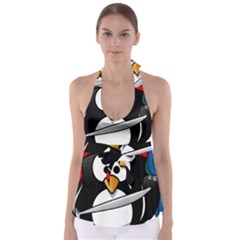 Penguin Pirate Tux Animal Bandana Babydoll Tankini Top by Sapixe