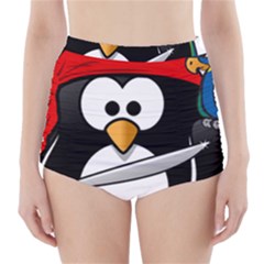 Penguin Pirate Tux Animal Bandana High-waisted Bikini Bottoms by Sapixe