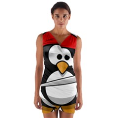 Penguin Pirate Tux Animal Bandana Wrap Front Bodycon Dress by Sapixe