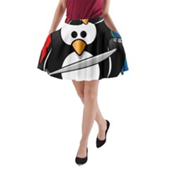 Penguin Pirate Tux Animal Bandana A-line Pocket Skirt by Sapixe