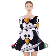 Penguin Pirate Tux Animal Bandana Long Sleeve Velvet Skater Dress by Sapixe