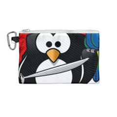 Penguin Pirate Tux Animal Bandana Canvas Cosmetic Bag (medium) by Sapixe