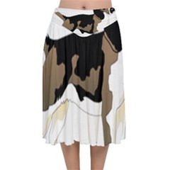 Black White Dog Beagle Pet Animal Velvet Flared Midi Skirt by Sapixe