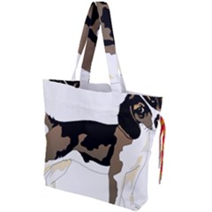 Black White Dog Beagle Pet Animal Drawstring Tote Bag