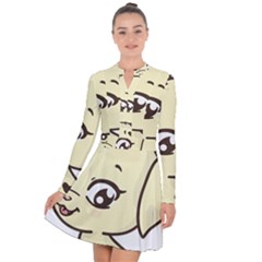 Doggy Dog Puppy Animal Pet Figure Long Sleeve Panel Dress