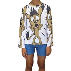 Animal Canine Cartoon Dog Pet Kids  Long Sleeve Swimwear by Sapixe