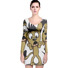 Animal Canine Cartoon Dog Pet Long Sleeve Velvet Bodycon Dress by Sapixe