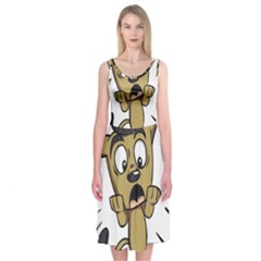 Animal Canine Cartoon Dog Pet Midi Sleeveless Dress by Sapixe