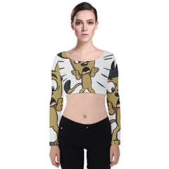 Animal Canine Cartoon Dog Pet Velvet Crop Top