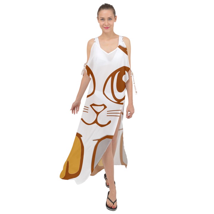 Animal Cat Feline Kitten Pet Maxi Chiffon Cover Up Dress