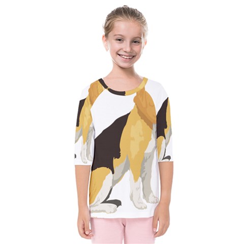 Black Yellow Dog Beagle Pet Kids  Quarter Sleeve Raglan Tee by Sapixe