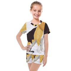 Black Yellow Dog Beagle Pet Kids  Mesh Tee And Shorts Set