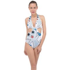 Animal Anthropomorphic Halter Front Plunge Swimsuit