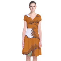 Squirrel Animal Pet Short Sleeve Front Wrap Dress by Sapixe