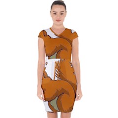 Squirrel Animal Pet Capsleeve Drawstring Dress  by Sapixe