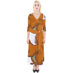 Squirrel Animal Pet Quarter Sleeve Wrap Maxi Dress by Sapixe