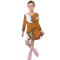 Squirrel Animal Pet Kids  Long Sleeve Velvet Dress by Sapixe