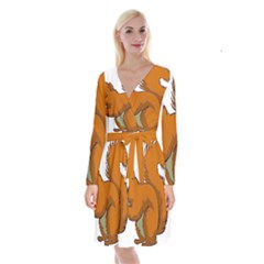 Squirrel Animal Pet Long Sleeve Velvet Front Wrap Dress by Sapixe