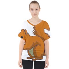 Squirrel Animal Pet V-neck Dolman Drape Top by Sapixe