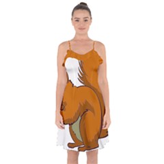 Squirrel Animal Pet Ruffle Detail Chiffon Dress by Sapixe