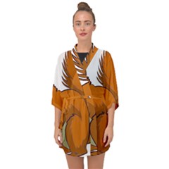 Squirrel Animal Pet Half Sleeve Chiffon Kimono by Sapixe