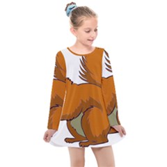 Squirrel Animal Pet Kids  Long Sleeve Dress