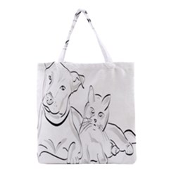 Dog Cat Pet Silhouette Animal Grocery Tote Bag by Sapixe