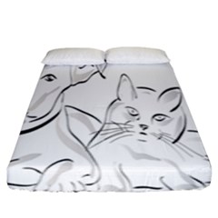 Dog Cat Pet Silhouette Animal Fitted Sheet (king Size) by Sapixe