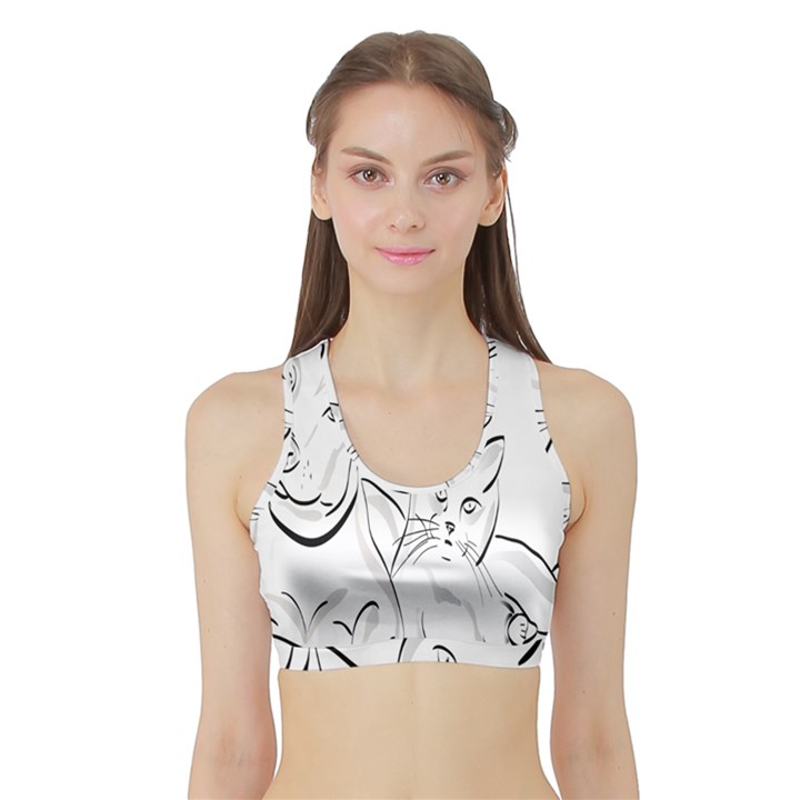 Dog Cat Pet Silhouette Animal Sports Bra with Border